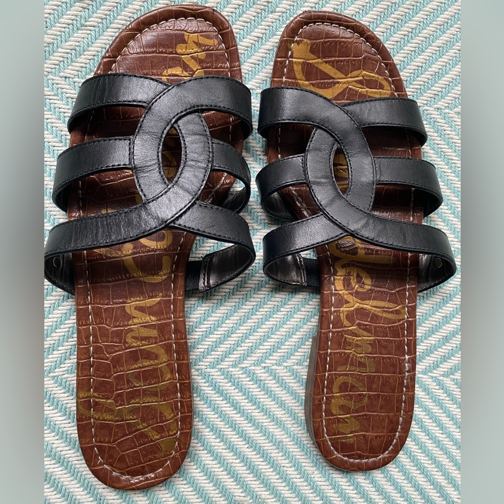 Sam Edelman Bay Slide Black Leather Sandals